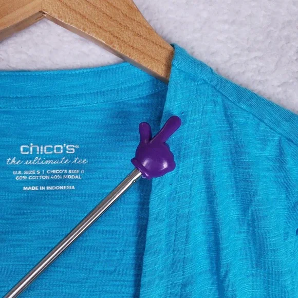 Chico's Open Front Cardigan Small Blue Long Sleeve Asymmetrical Hem Layering - Picture 10 of 10